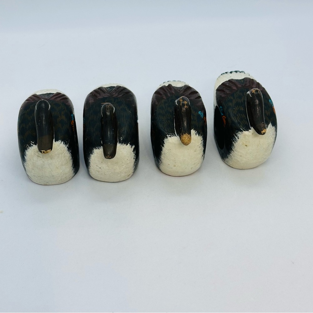 Set of 4 Wooden Hand-Carved Hand-Painted Mallard Duck Napkin Ring Holders Decor - Picture 4 of 10